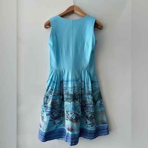 Rica Mare (Ukraine) Summer Mini Blue Dress, L (runs small, best for USA 6). - Picture 3 of 9